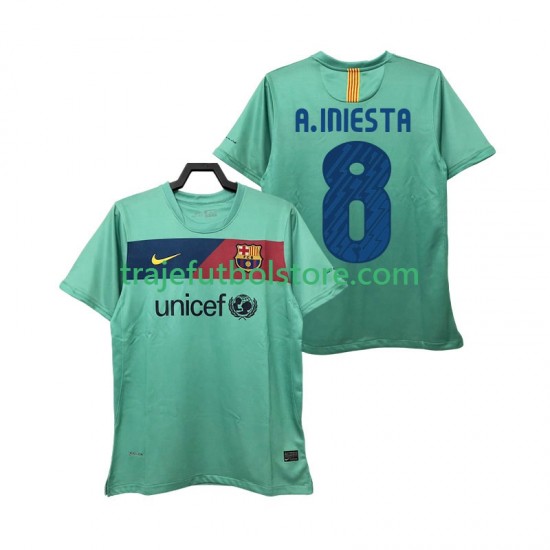 Camiseta 2ª FC Barcelona A INIESTA 8 Retro Hombre 2011 2010 Manga Corta