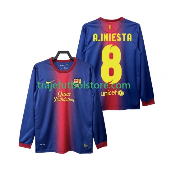Camiseta 1ª FC Barcelona A INIESTA 8 2012 2013 Retro Hombre ML