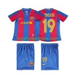 Camiseta 1ª FC Barcelona Lionel Messi 19 2007 Retro Niño 2008 Manga Corta