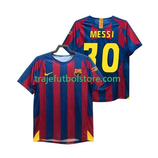 Camiseta 1ª FC Barcelona Lionel Messi 30 Champions League 2005 Retro Hombre 2006 Manga Corta