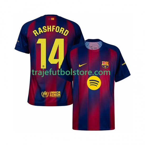 Camiseta 1ª FC Barcelona Marcus Rashford 14 Hombre 2025-2026 Manga Corta