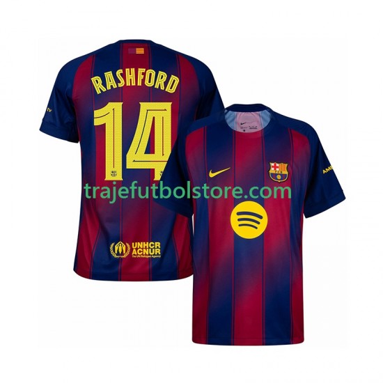 Camiseta 1ª FC Barcelona Marcus Rashford 14 Champions League Hombre 2025-2026 Manga Corta