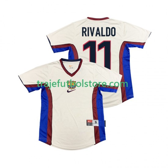 Camiseta 2ª FC Barcelona RIVALDO 11 Retro Hombre 1998 1999 Manga Corta
