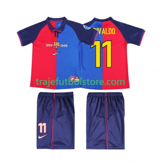 Camiseta 1ª FC Barcelona RIVALDO 11 2000 Retro Niño 1999 Manga Corta