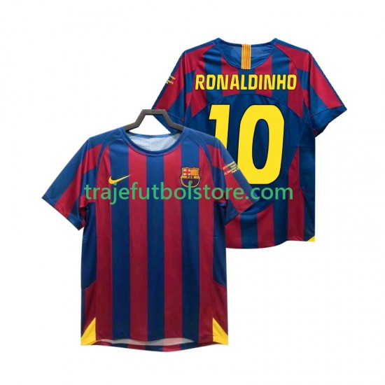 Camiseta 1ª FC Barcelona RONALDINHO 10 Champions League 2005 Retro Hombre 2006 Manga Corta