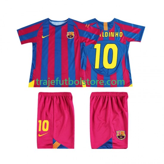 Camiseta 1ª FC Barcelona RONALDINHO 10 Champions League 2005 Retro Niño 2006 Manga Corta