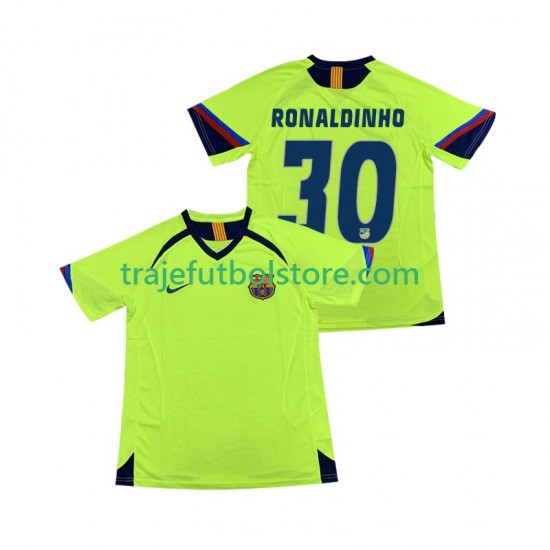 Camiseta 2ª FC Barcelona RONALDINHO 30 2005 Retro Hombre 2006 Manga Corta
