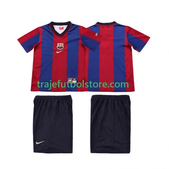 Camiseta 1ª FC Barcelona Retro Niño 1998 1999 Manga Corta