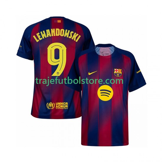 Camiseta 1ª FC Barcelona Robert Lewandowski 9 Champions League Hombre 2025-2026 Manga Corta