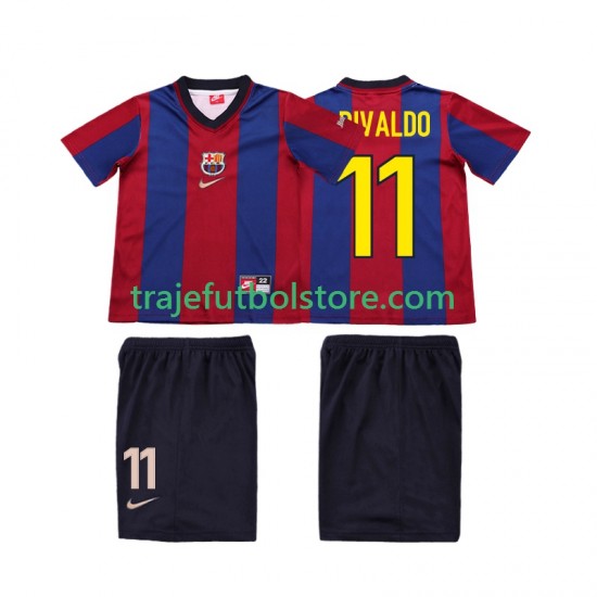 Camiseta 1ª FC Barcelona Ronaldo 11 Retro Niño 1998 1999 Manga Corta