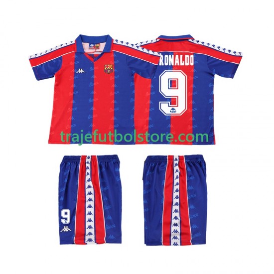 Camiseta 1ª FC Barcelona Ronaldo 9 1992 1995 Retro Niño Manga Corta