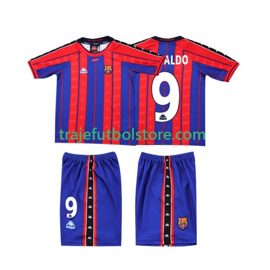 Camiseta 1ª FC Barcelona Ronaldo 9 1997 Retro Niño 1998 Manga Corta