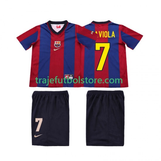 Camiseta 1ª FC Barcelona SAVIOLA 7 Retro Niño 1998 1999 Manga Corta