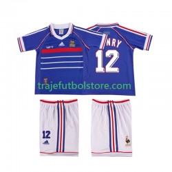Camiseta 1ª Francia Henry 12 Retro Niño 1998 Manga Corta