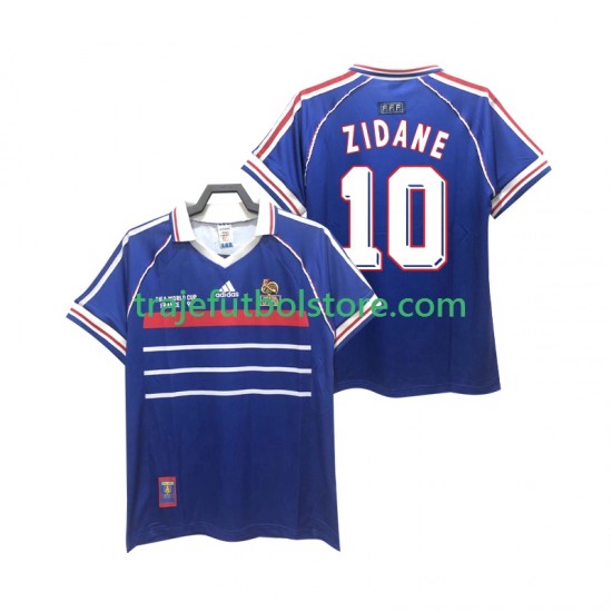 Camiseta 1ª Francia ZIDANE 10 Retro Hombre 1998 Manga Corta