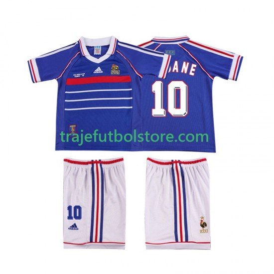 Camiseta 1ª Francia ZINANE 10 Retro Niño 1998 Manga Corta