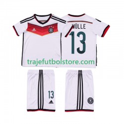 Camiseta 1ª Alemania MULLER 13 2014 Retro Niño Manga Corta
