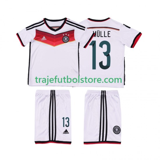 Camiseta 1ª Alemania MULLER 13 2014 Retro Niño Manga Corta