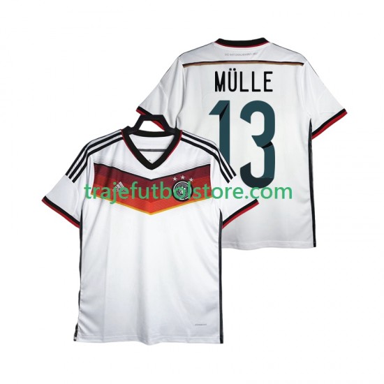 Camiseta 1ª Alemania MULLER 13 2014 Retro Hombre Manga Corta