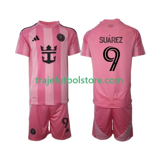 Camiseta 1ª Inter Miami Suárez Luis 9 Niño 2025 Manga Corta