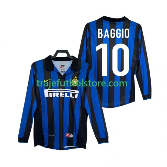 Camiseta 1ª Inter Milan BAGGIO 10 Retro Hombre 1998 1999 ML