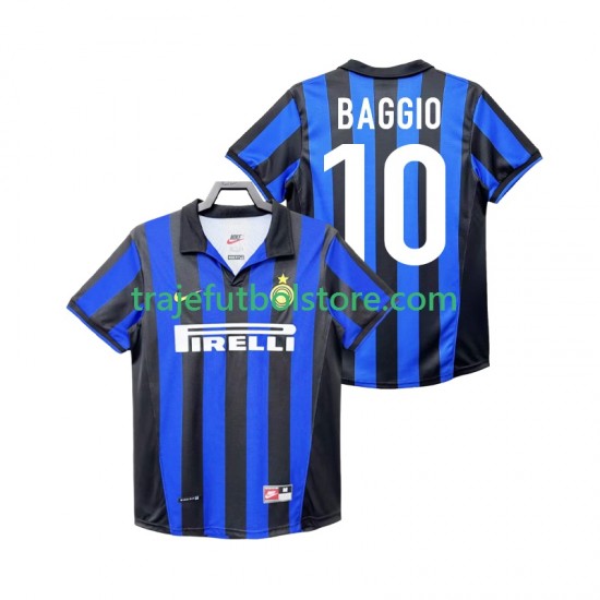 Camiseta 1ª Inter Milan BAGGIO 10 Retro Hombre 1998 1999 Manga Corta