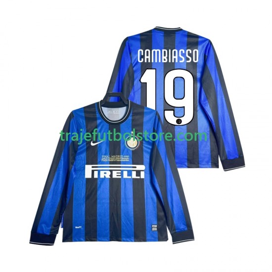 Camiseta 1ª Inter Milan CAMBIASSO 19 2009 Retro Hombre 2010 ML