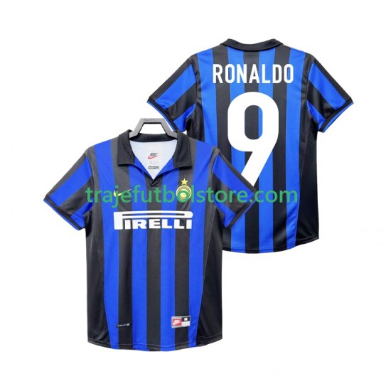 Camiseta 1ª Inter Milan Roanldo 9 Retro Hombre 1998 1999 Manga Corta