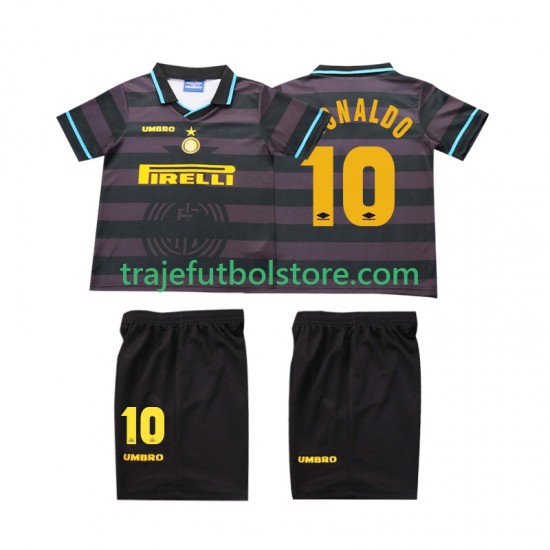 Camiseta 3ª Inter Milan Ronaldo 10 1997 Retro Niño 1998 Manga Corta