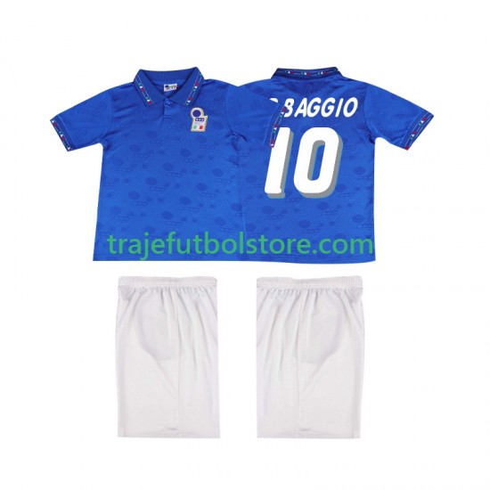 Camiseta 1ª Italia Roberto Baggio 10 Retro Niño 1994 Manga Corta