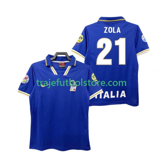 Camiseta 1ª Italia ZOLA 21 1996 Retro Hombre Manga Corta