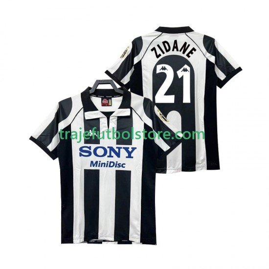 Camiseta 1ª Juventus ZIDANE 21 1997 Retro Hombre 1998 Manga Corta