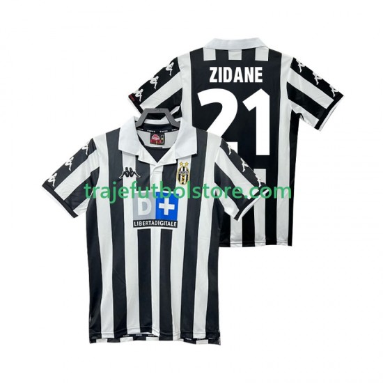 Camiseta 1ª Juventus ZIDANE 21 2000 Retro Hombre 1999 Manga Corta