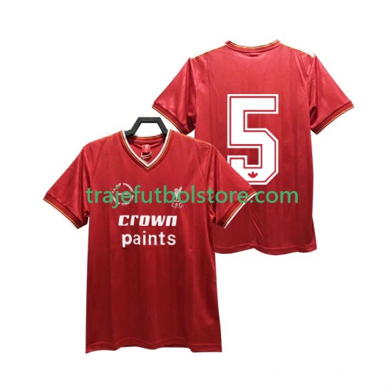 Camiseta 1ª Liverpool 5 1985 1986 Retro Hombre Manga Corta