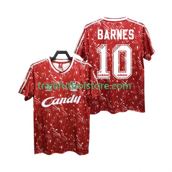 Camiseta 1ª Liverpool BARNES 10 1989 1991 Retro Hombre Manga Corta