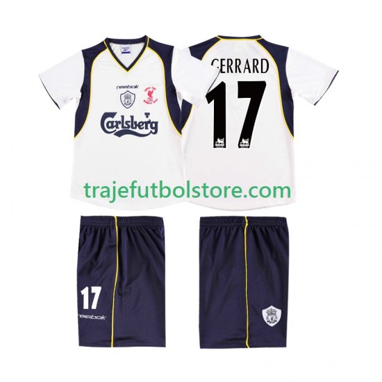 Camiseta 2ª Liverpool GERRARD 17 LWP 2001 Retro Hombre 2002 Manga Corta