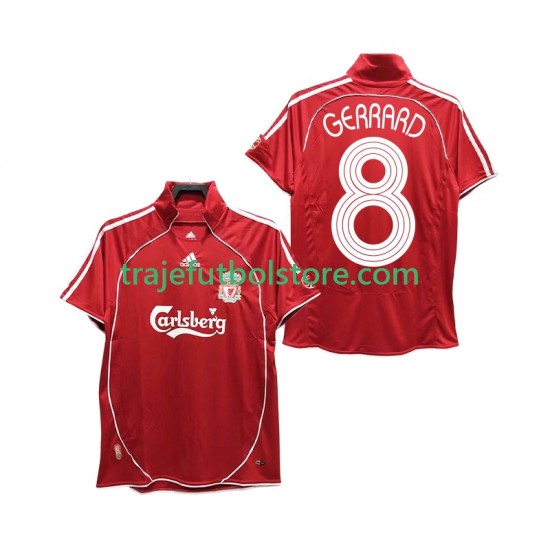Camiseta 1ª Liverpool GERRARD 8 Retro Hombre 2008 2006 Manga Corta