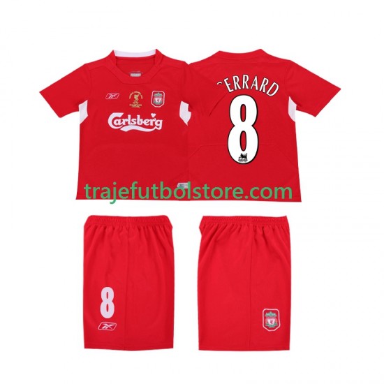 Camiseta 1ª Liverpool GERRARD 8 LWP 2005 Retro Hombre 2004 Manga Corta