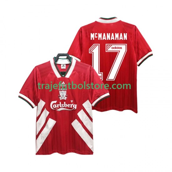 Camiseta 1ª Liverpool MCMANAMAN 17 1993 1995 Retro Hombre Manga Corta