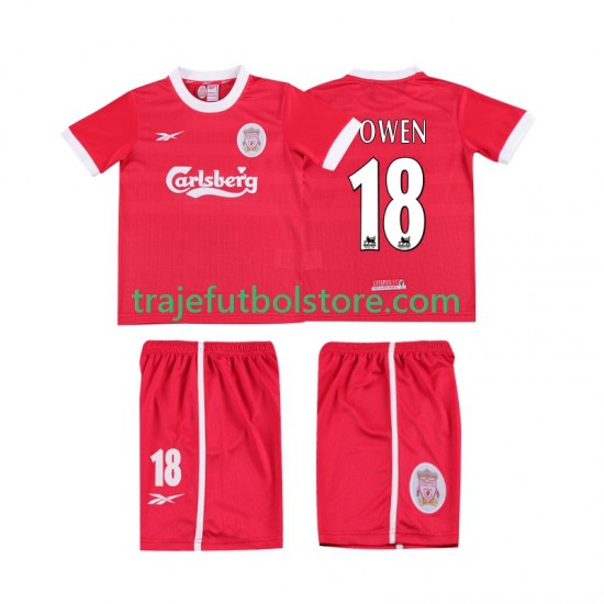 Camiseta 1ª Liverpool OWEN 18 LWP 1997 Retro Niño 1998 Manga Corta