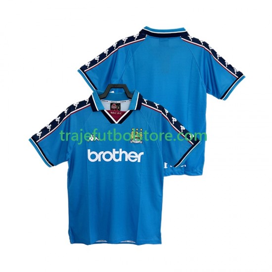 Camiseta 1ª Manchester City 1997 Retro Hombre 1998 Manga Corta