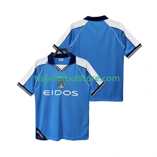 Camiseta 1ª Manchester City 2001 Retro Hombre 1999 Manga Corta