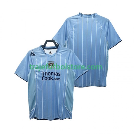 Camiseta 1ª Manchester City 2007 Retro Hombre 2008 Manga Corta