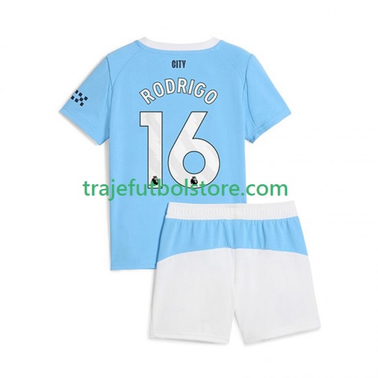 Camiseta 1ª Manchester City Rodrigo Hernandez 16 Niño 2025-2026 Manga Corta