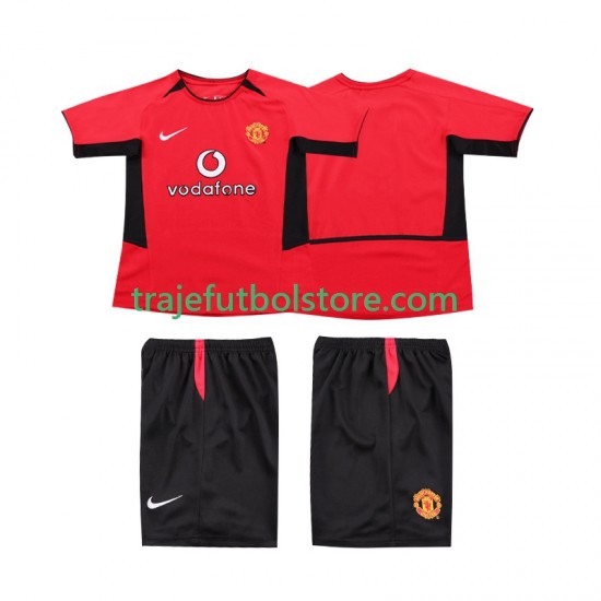 Camiseta 1ª Manchester United Retro Niño 2004 2002 Manga Corta