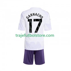Camiseta 2ª Manchester United Alejandro Garnacho 17 Niño 2025-2026 Manga Corta