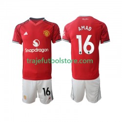 Camiseta 1ª Manchester United Amad Diallo 16 Niño 2025-2026 Manga Corta