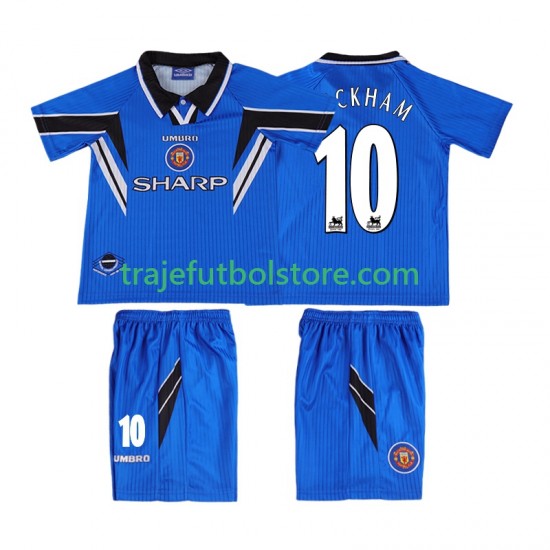 Camiseta 3ª Manchester United BECKHAM 10 1996 Retro Niño 1998 Manga Corta