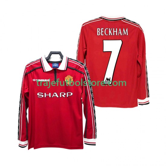 Camiseta 1ª Manchester United BECKHAM 7 Retro Hombre 1998 1999 ML