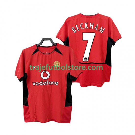 Camiseta 1ª Manchester United BECKHAM 7 Retro Hombre 2004 2002 Manga Corta